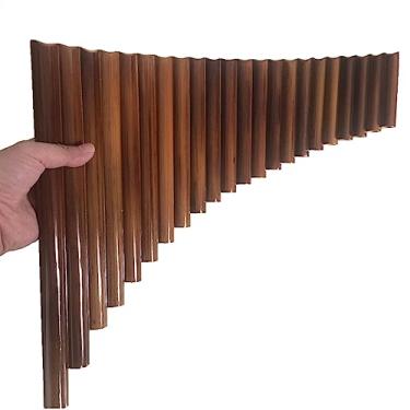 Imagem de Flauta de bambu feita à mão, 22 tubos, flauta profissional de sopro de madeira, instrumento musical chave G com bolsa