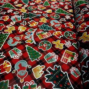 Imagem de TNT Feliz Natal Xadrez Vermelho 1,50m x 1,40m