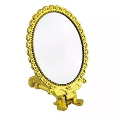 Imagem de Espelho de mão princesa maquiagem cílios retro/prata decoração mesa princesa para festa(Dourado,3 espelhos)