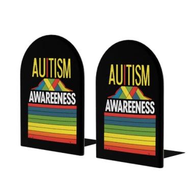 Imagem de Suporte de livros de madeira grande com palavras coloridas para autismo, suporte de livro decorativo antiderrapante para escritório, escritório, biblioteca, escola, estudo, decoração, divisórias, 1