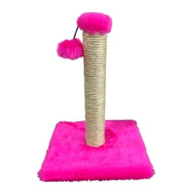 Imagem de arranhador poste 50 cm corda de sisal gato gatos rosa BRINQUEDO bolinha (Rosa PINK,POSTE 50)