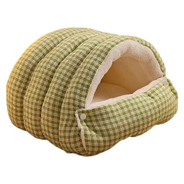 Imagem de Whtkoph Caverna para animais de estimação, cama versátil, lavável, prática e confortável para gatos. Ideal para presentear ou para abrigar seu gato, Green White L