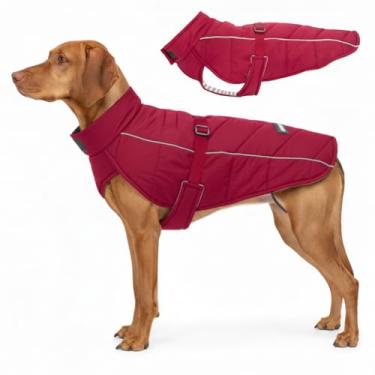 Imagem de DJANGO Casaco térmico para cães de inverno – Jaqueta acolchoada quente e repelente à água para cães grandes – ajustável, refletivo, aconchegante para clima frio com orifício para arreio para frio e