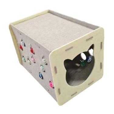 Imagem de KiBcsLic Arranhador de feltro para gatos, casinha embutida em forma de sino, dobrável, castelo protetor, sofá, ao desgaste, placa para