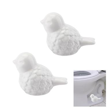 Imagem de 2 peças de tampas de parafuso de vaso sanitário decorativas, capas de cerâmica de pássaro fofo para parafusos de vaso sanitário, parafuso de vaso sanitário pequeno branco decorativo fácil instalação