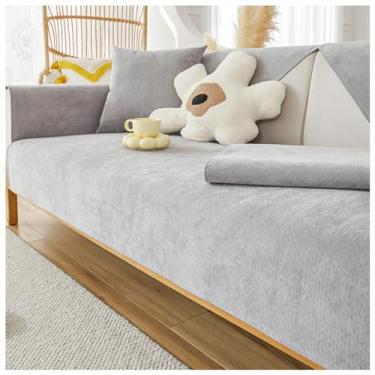 Imagem de SPXMQSS Capas de sofá para sofá secional, capas de almofada de sofá para sofá, capa macia de chenille, protetor de móveis em forma de L, capas de sofá antiderrapantes universais 1/2/3/4 lugares F 70 x