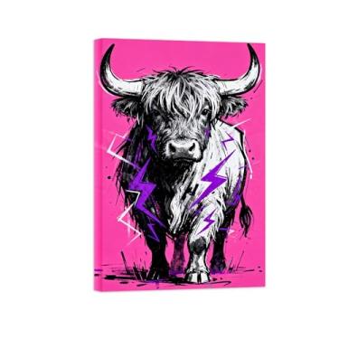 Imagem de Animais Pintura Arte Parede - Vaca Preta e Branca - Impressões em tela - Moderno Colorida Pôster para decoração sala de estar 60x90cm Tela Embrulhada