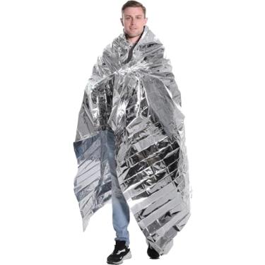 Imagem de Cobertores de emergência Mylar cobertor térmico de espaço gigantesco cobertores de sobrevivência equipamento de acampamento, primeiros socorros (prata ambos os lados, 140 x 210 cm)