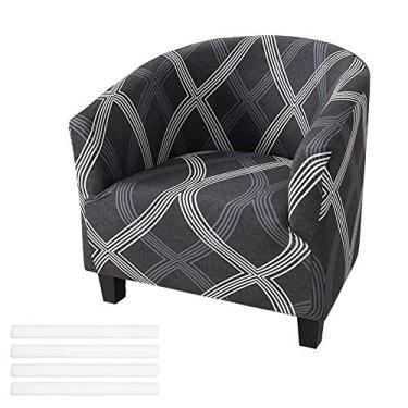 Imagem de Capa para cadeira de clube, capa de cadeira de banheira macia de alta elasticidade, capa lavável para sofá e sofá, capa removível para cadeiras de braço para bar e sala de estar (dourada)