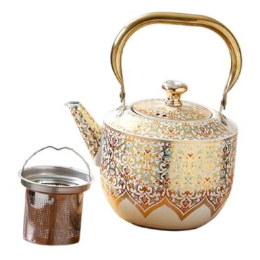 Imagem de Generic Chaleira/Jarra de Chá de 1,6 L, Grande Capacidade, aço Inoxidável, Acessório com Boca Larga, Dourada, Ideal para Restaurantes, Festas e Uso Doméstico