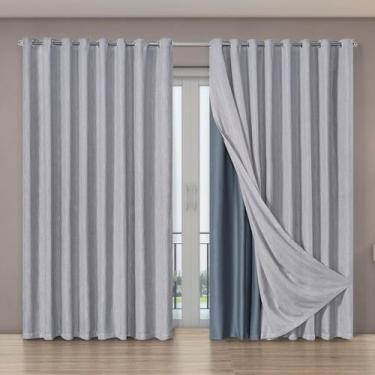 Imagem de Cortina Tecido Blecaute com Voil Gaze de Linho 2,70m x 2,30m 100% Poli