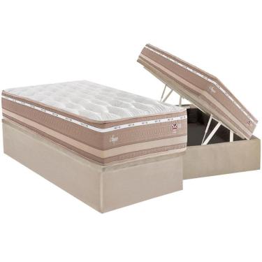 Imagem de Conjunto Box Baú Solteiro: Colchão Molas Herval Maxspring Angres + Base Crc Suede Clean (88x188)