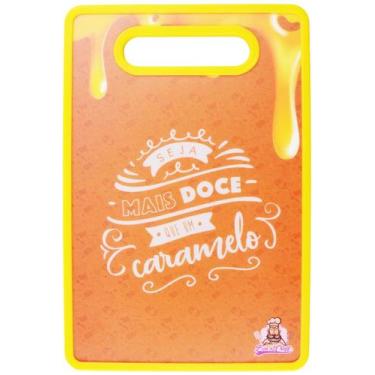 Imagem de Tábua de Corte Carne Legumes Frutas Rosa Vermelha Amarela - Bons Cheff