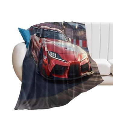 Imagem de HouLaiZhe Cobertor super macio de flanela para corrida, esportes de alta velocidade, JDM, cobertores leves de resfriamento para sofá-cama, cadeira, sofá, carro, viagens ao ar livre, leve, quente, 76