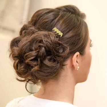 Imagem de Conjunto de 20 peças de pente lateral de cabelo - 5 dentes/10 dentes pequeno pente deslizante de metal faça você mesmo, adequado para cabelos finos, vestidos de noiva (ouro, 5 dentes)