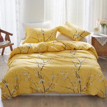 Imagem de Conjunto de capa de edredom WONGS BEDDING Yellow Floral Queen com 2 tr