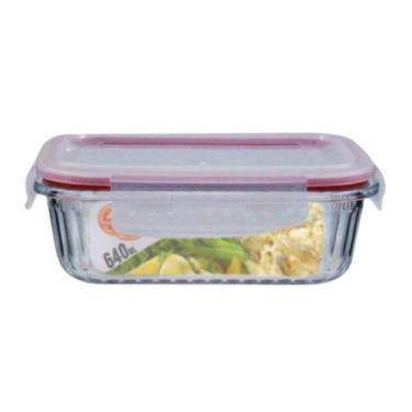 Imagem de Pote Retangular 4 Travas Marmita Canelado 640ml - Vari tudo