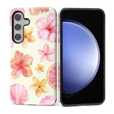 Imagem de DAIZAG Capa para Samsung Galaxy S25, linda capa de telefone para meninas e mulheres, capa protetora resistente a arranhões à prova de choque - flores de concha de hibisco