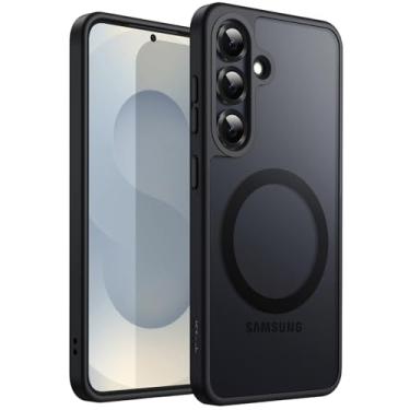 Imagem de JETech Capa Magnética para Samsung Galaxy S25+ / S25 Plus 5G, Compatível com MagSafe, Case Capinha para Translúcida Fosca Traseira à Prova de Choque (Preto)