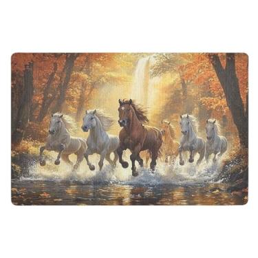 Imagem de STAYTOP Capacho retrô com paisagem de cavalo galopante, 81 x 50 cm, tapete de boas-vindas interno, tapetes de banho fofos, capacho frontal antiderrapante para entrada, pátio, áreas de alto tráfego