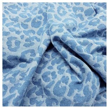 Imagem de Tecido Jeans Jacquard Com Estampa De Leopardo De Azul 140cm (55") De Largura Algodão Não Elástico Para Jeans Jaquetas E Costura DIY(Blue 1,1.4x4m)