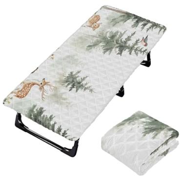 Imagem de Burbuja Lençol de berço de árvores florestais para crianças, lençol de cochilo acolchoado portátil com faixa elástica para meninas e meninos, lavável na máquina, 63,5 x 127 cm