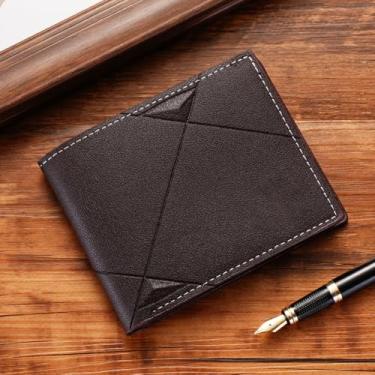 Imagem de Carteira masculina elegante e casual com compartimentos para homens, bolsa fina com porta-cartões, Marrom escuro, Viagem de negócios