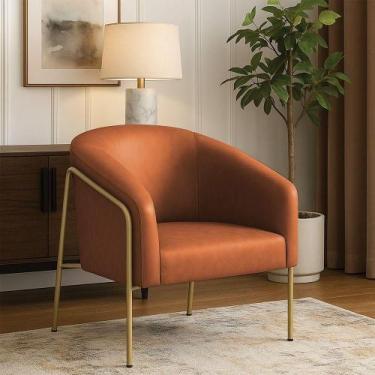 Imagem de Poltrona Sala Industrial Alta Dourado Stella Sintético Pu D03 - D'ross