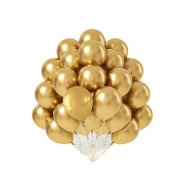 Imagem de Baloes de Aniversario Kit,Kit 50un Balão Bexiga N°10 Dourado Metalizado Cromado Festa Feliz Aniversário Painel Decoração Casamento Painel(150 Bexigas,9'')
