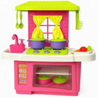 Imagem de Brinquedo culinario, simulacao de fogao, pia, forno, com utensilios, para criancas, colorida, divertida