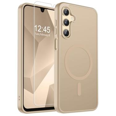 Imagem de SUPFINE Capa magnética para Samsung Galaxy A16 5G com protetor de tela, (compatível com MagSafe) (proteção contra quedas de grau militar), fina, translúcida, à prova de choque, rosa dourado