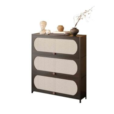 Imagem de hezhuhe2258 Aparador de sala de jantar com 3 andares de canto alargado/estante unidade de armazenamento de chão para sala de estar com gavetas