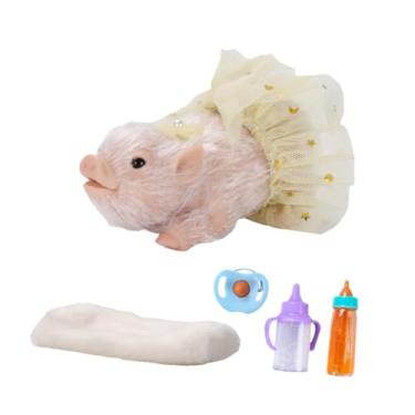 Imagem de menolana Porquinho de Silicone Mini Porquinho de Brinquedo Criativo e Realista, Boneca Reborn Fofo para Meninos e Meninas, Ideal para o Dia dos Namorados, Conjunto de Vestido Amarelo