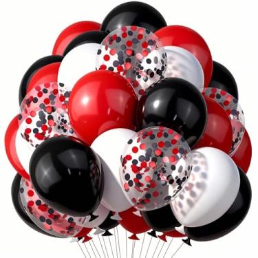 Imagem de 30 balões de confete de 30 peças, vermelho, preto, branco, 30 cm, para aniversário, casamento, formatura, decoração de festa