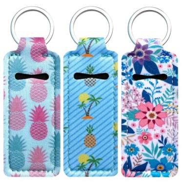 Imagem de 3 peças porta-chaves presentes batom batom brilho labial bonito protetor labial para mulheres