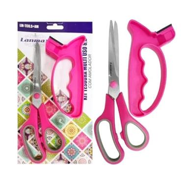 Imagem de Kit Tesoura Multiuso 8.5 com Amolador (Rosa)