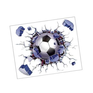 Imagem de Generic Adesivo de parede de futebol, decoração artística, fácil de aplicar, adesivo de parede com bola de futebol removível para quartos de