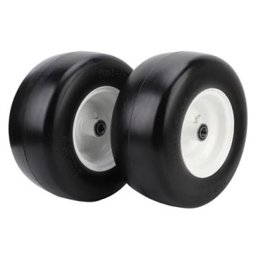 Imagem de Luocute Pneus para Cortador de Grama 13x6,50-6, 2 Pacotes de Pneus de Substituição de Borracha Sólida Sem Câmara de Ar Com Banda de Rodagem Lisa, para Cortador de Grama, Trator de