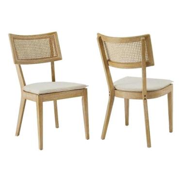 Imagem de Modway Caledonia Elm Wood Rattan Conjunto de 5 cm Cinza Bege | Cozinha retrô, cadeira de sala de jantar