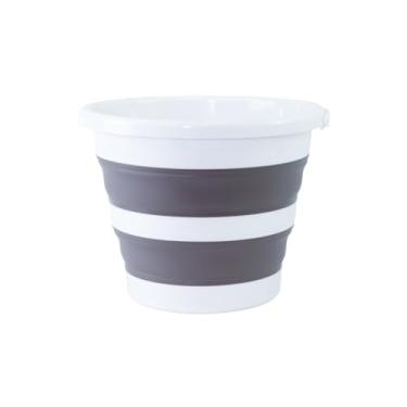 Imagem de Balde Flex 12L Retrátil e Dobrável com Alça Portátil (Branco com Cinza)
