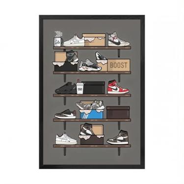 Imagem de Mofesun Cartazes de sapatos, pôster de tênis Hypebeast, arte de parede de prateleira de tênis, decoração de quarto Hypebeast, decoração de arte de parede para quarto de meninos e meninas, coleção de