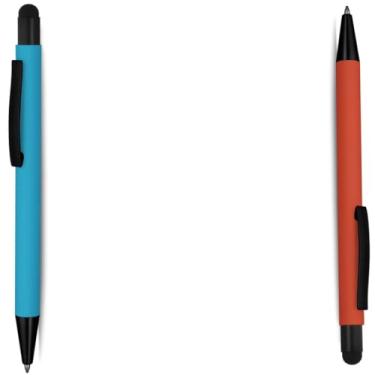 Imagem de Caneta Esferográfica de Metal com Ponta Touc Design Moderno, Emborrachada, Escrita Azul, 1mm, Corpo Cilíndrico, Ambidestro, 25g (Azul e Laranja 2)