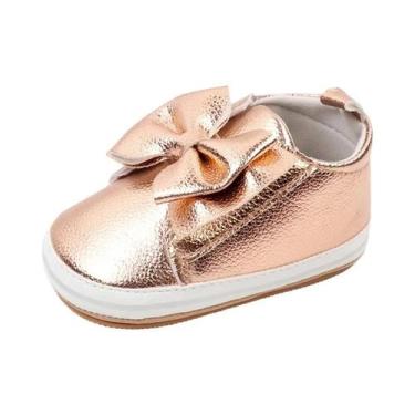 Imagem de Sapatos Pré-andadores Para Bebês Meninas, Macios, De PU, Com Laço De B
