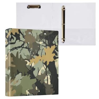 Imagem de Pasta para prancheta de folhas e galhos de camuflagem com três argolas com prancheta de perfil, organizador de fichário de 2,5 cm para tamanho carta (21,6 cm x 28 cm), pacote com 2