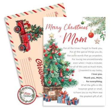 Imagem de BlinkWishes Cartão de Natal para mãe, mamãe cartões de felicitações de Natal com envelope e selo, cartões de Natal para mãe, mãe da filha, filho, crianças