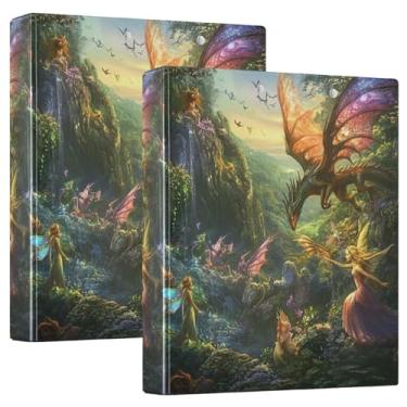 Imagem de Fairies Dragons Forest, pacote com 2, 3 argolas com prancheta, material escolar universitário, fichário de prancheta resistente