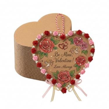 Imagem de Fullhawl 100 folhas de papelão ondulado coração dos namorados inserções planas de papelão inacabado suprimentos para artesanato DIY, etiquetas de presente, decoração de festa de casamento, embalagem