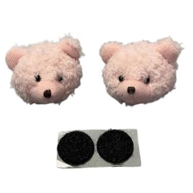 Imagem de Colaxi Conjunto de 2 enfeites para capacete, fáceis de instalar, acessórios decorativos fofos para ciclismo, esqui e snowboard, Rosa