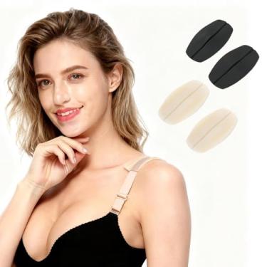 Imagem de 4 peças de protetores de ombro macios antiderrapantes para mulheres aliviam o desconforto no ombro (preto e cor da pele)