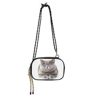 Imagem de TSENQUE Bolsa feminina British Shorthair Cat Small Crossbody Bags Cell Phone Wallet Purse over Shoulder Handbags Designer